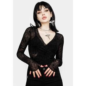 Disturbia Venom Mesh Wrap Top Spiderweb Pattern Goth Whimsigoth Witchy